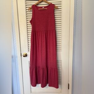 Women’s Sleeveless Red Tiered Maxi Dress